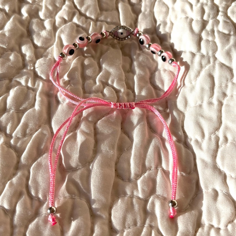 Pink evil eye bracelet